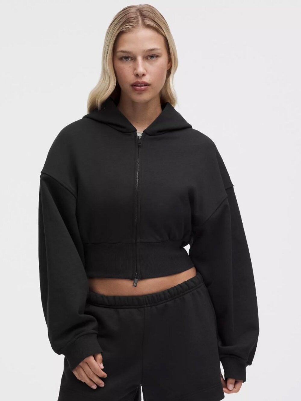 NEW Lululemon French Terry Cropped Full-Zip Hoodie Black